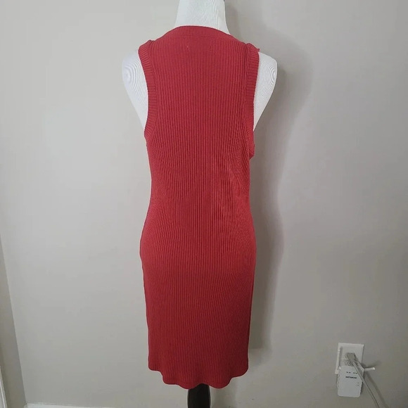Madewell Red Ribbed Sleeveless Tank Dress L - Picture 5 of 9